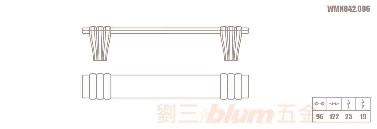 歐洲進口古典風把手-香檳金(孔距96mm) GU-WMN842-1A
