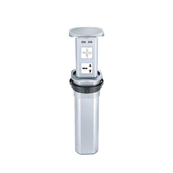 電動雙面升降插座藍芽音響版-方型(銀色)  395-RM605C