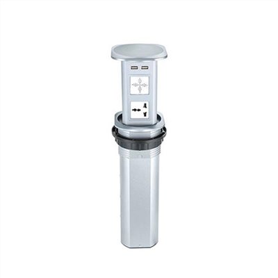 電動雙面升降插座藍芽音響版-方型(銀色)  395-RM605C