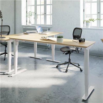 白色L型電動升降桌  501-37A